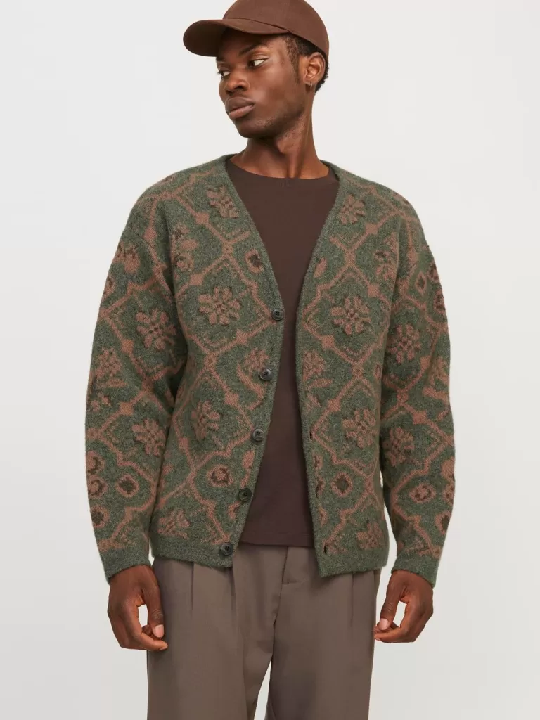 JACK & JONES Swetry^All Over Print Kardigan Zielony