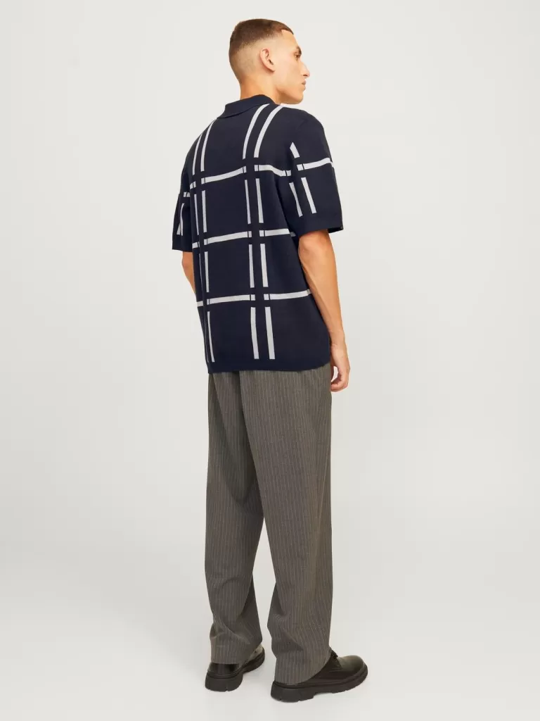 JACK & JONES Swetry^All Over Print Koszula polo Niebieski