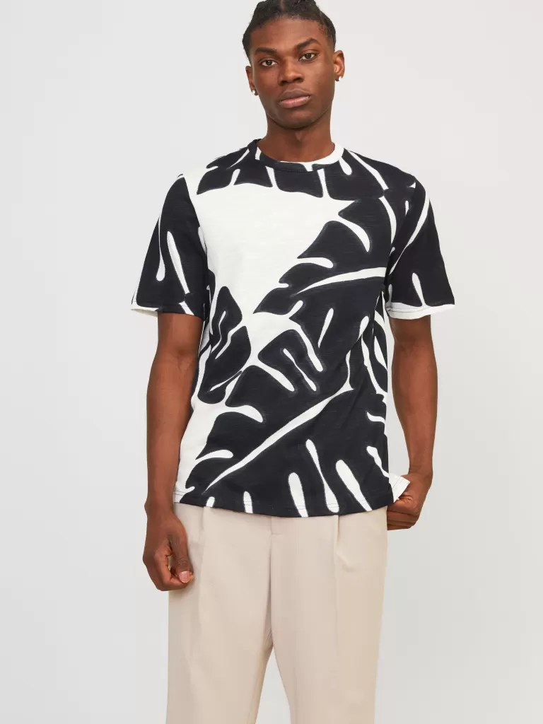 JACK & JONES Koszulki^All Over Print Okrągły dekolt T-shirt Biały