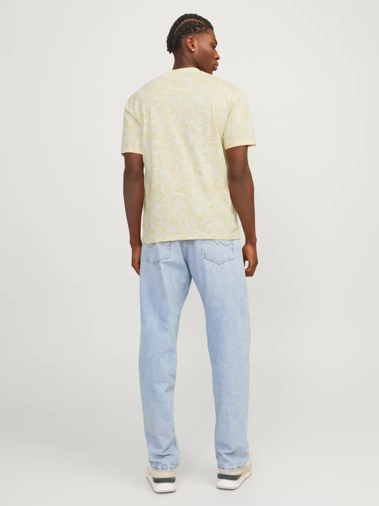 JACK & JONES Koszulki^All Over Print Okrągły dekolt T-shirt Żółty