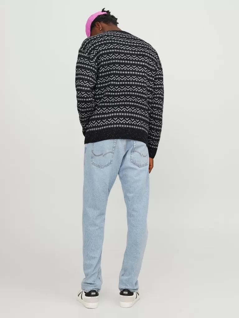 JACK & JONES Swetry^All Over Print Sweter wkładany przez głowę Czarny