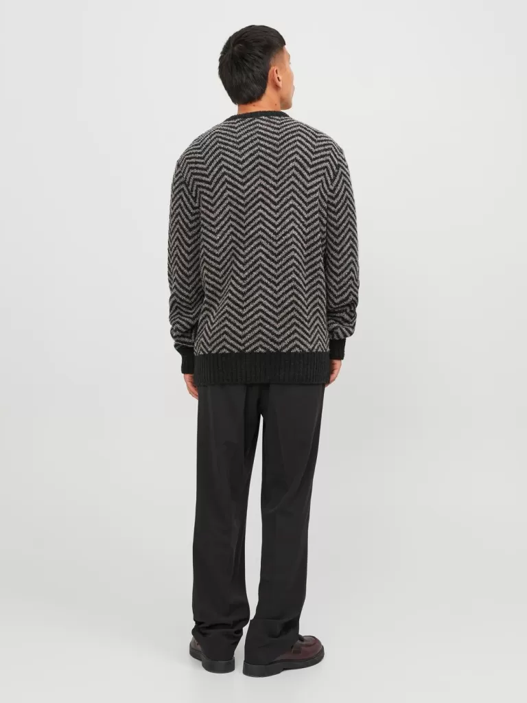 JACK & JONES Swetry^All Over Print Sweter wkładany przez głowę Szary