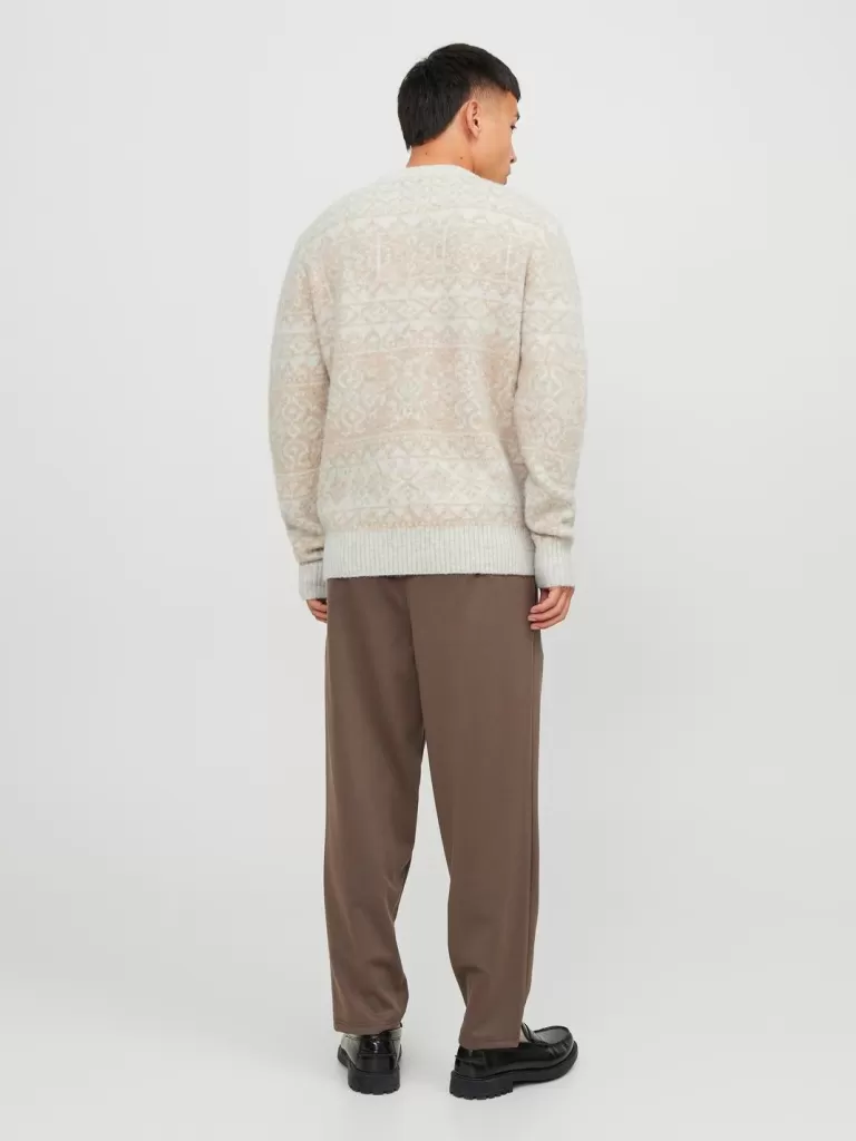 JACK & JONES Swetry^All Over Print Sweter wkładany przez głowę Beżowy