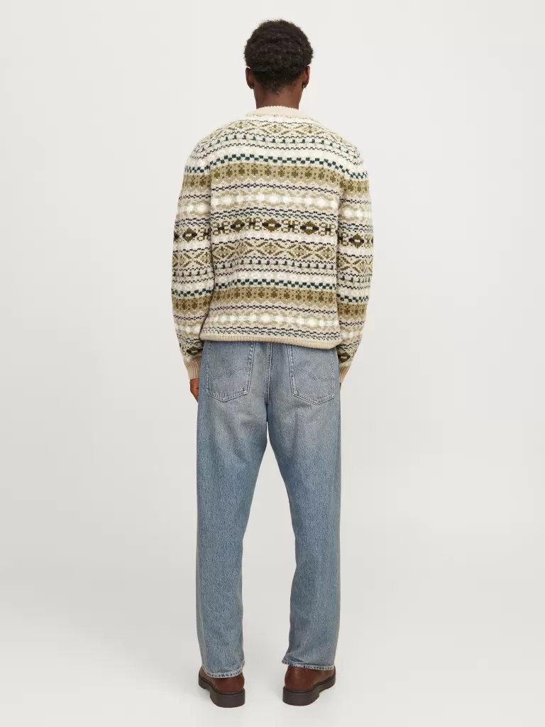 JACK & JONES Swetry^All Over Print Sweter wkładany przez głowę Beżowy