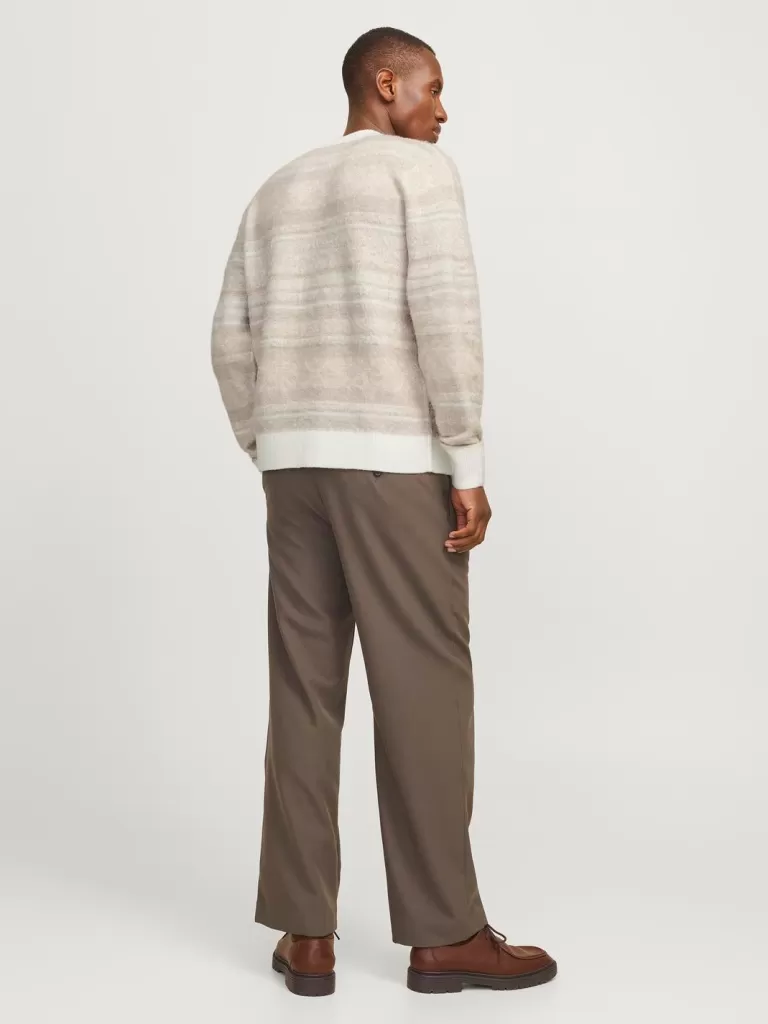 JACK & JONES Swetry^All Over Print Sweter wkładany przez głowę Beżowy