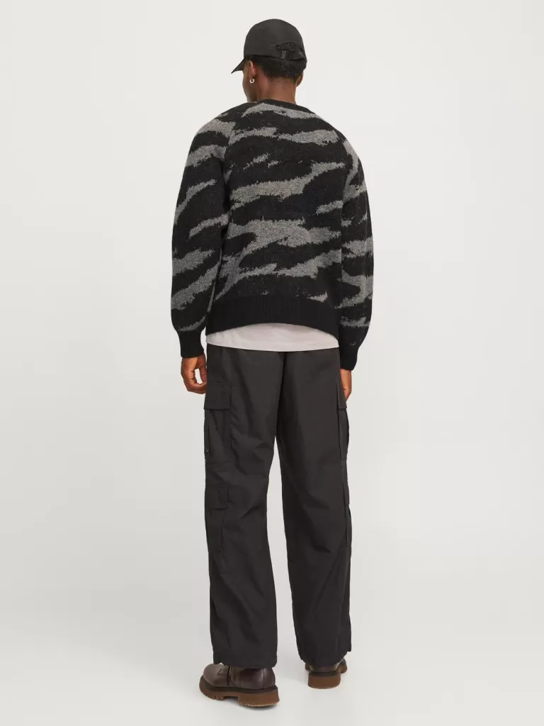 JACK & JONES Swetry^All Over Print Sweter wkładany przez głowę Szary