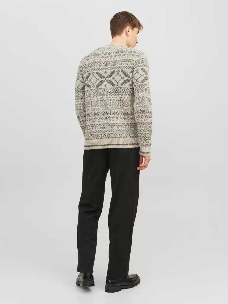 JACK & JONES Swetry^All Over Print Sweter wkładany przez głowę Beżowy