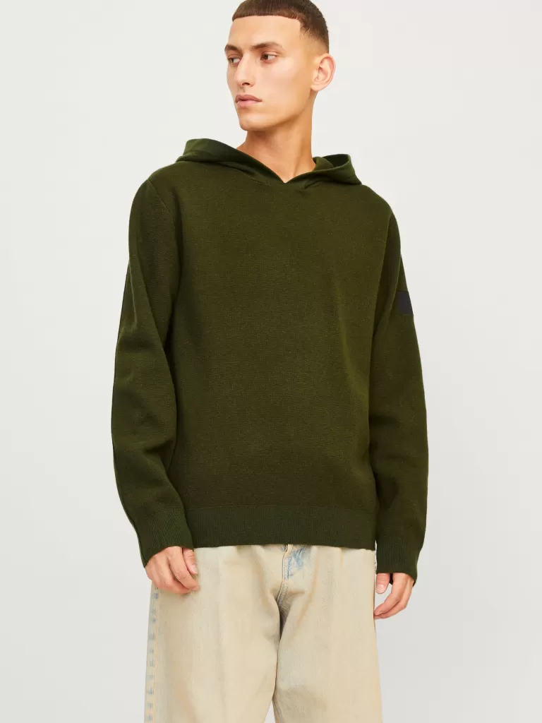 JACK & JONES Swetry^Gładki Bluza z kapturem Zielony