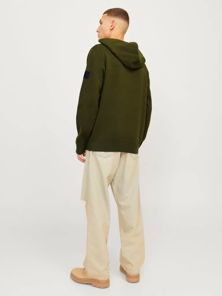 JACK & JONES Swetry^Gładki Bluza z kapturem Zielony