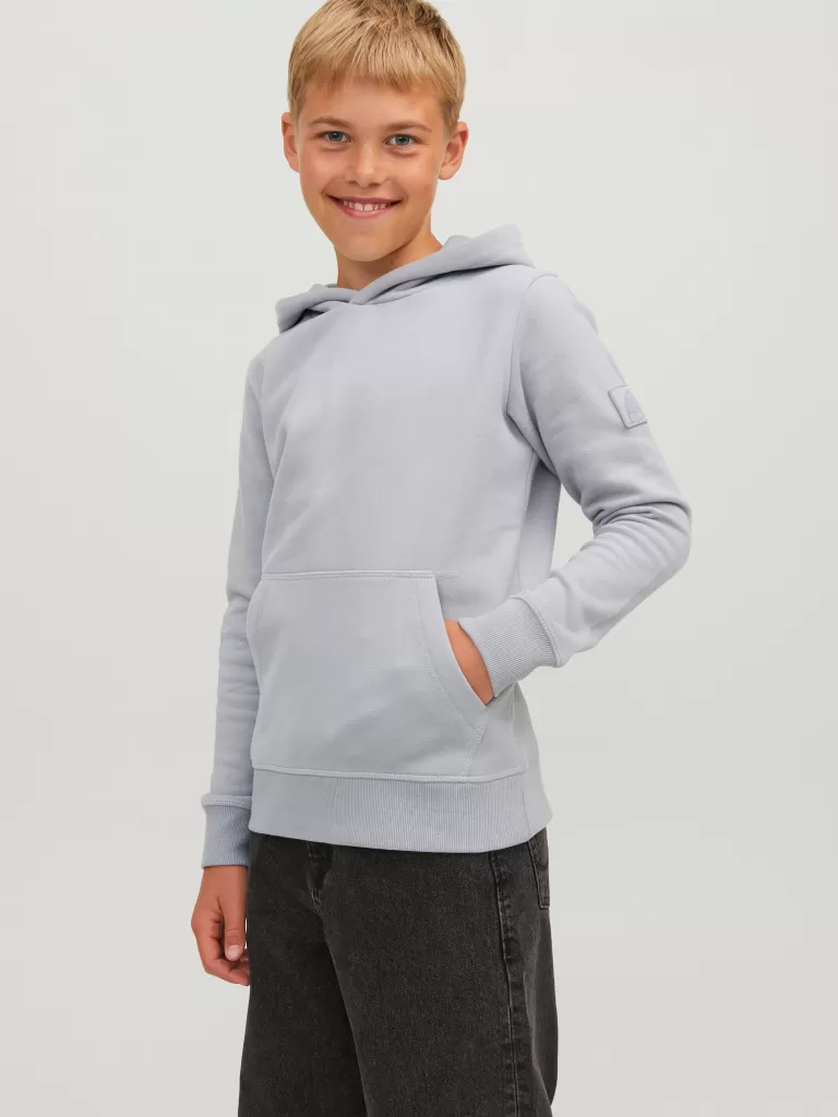 JACK & JONES Bluzy^Gładki Bluza z kapturem Junior Szary