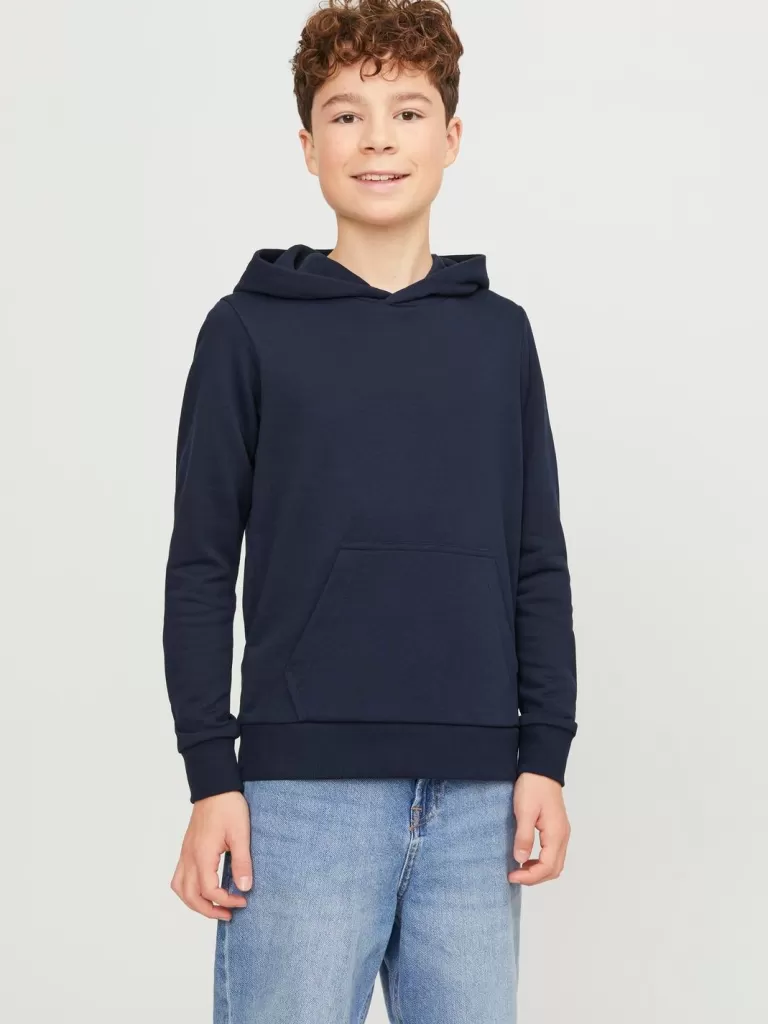 JACK & JONES Bluzy^Gładki Bluza z kapturem Junior Niebieski