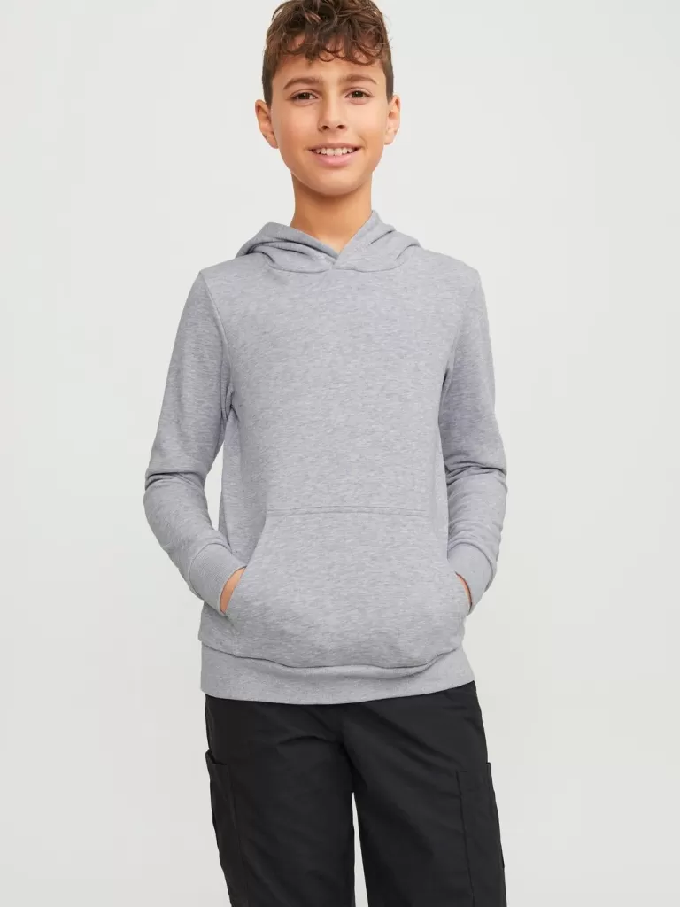JACK & JONES Bluzy^Gładki Bluza z kapturem Junior Szary