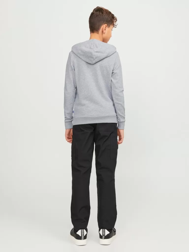 JACK & JONES Bluzy^Gładki Bluza z kapturem Junior Szary