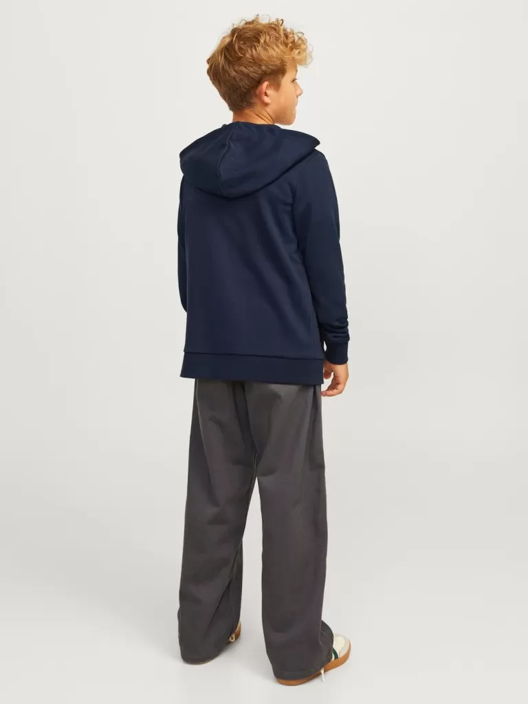 JACK & JONES Bluzy^Gładki Bluza z kapturem zapinana na suwak Junior Niebieski