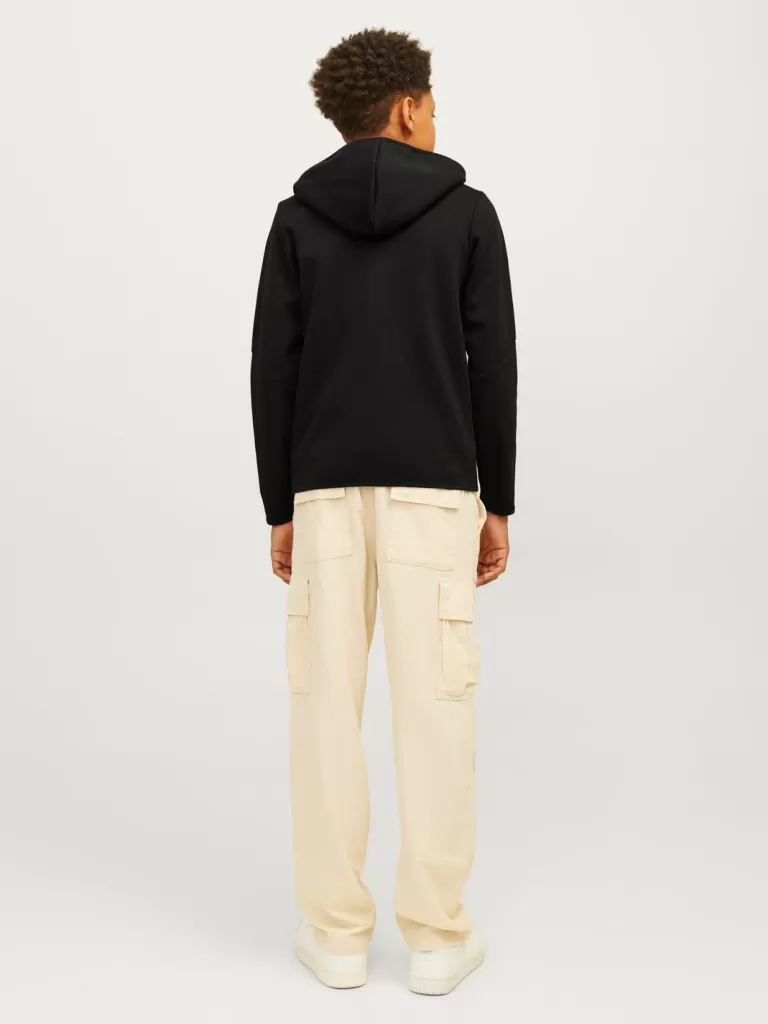 JACK & JONES Bluzy^Gładki Bluza z kapturem zapinana na suwak Junior Czarny