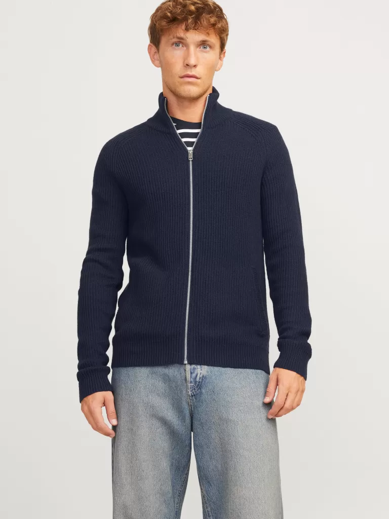 JACK & JONES Swetry^Gładki Dzianinowa Kardigan Niebieski