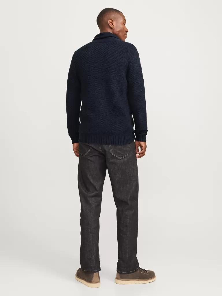 JACK & JONES Swetry^Gładki Dzianinowa Kardigan Niebieski