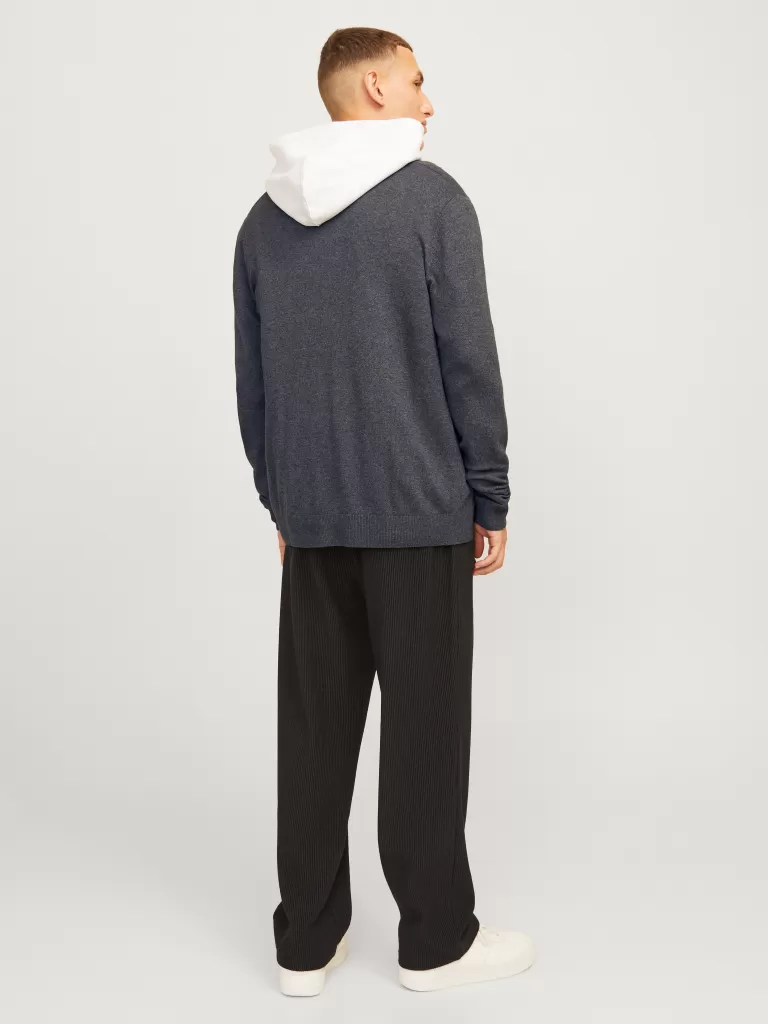 JACK & JONES Swetry^Gładki Dzianinowa Kardigan Szary