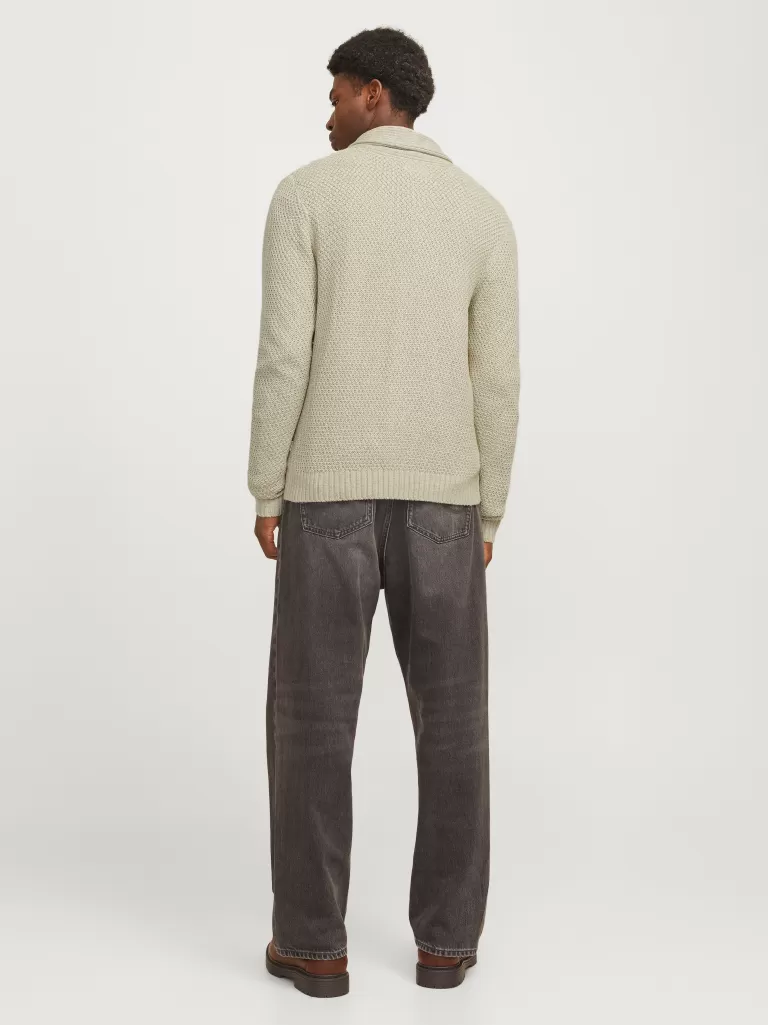 JACK & JONES Swetry^Gładki Dzianinowa Kardigan Biały