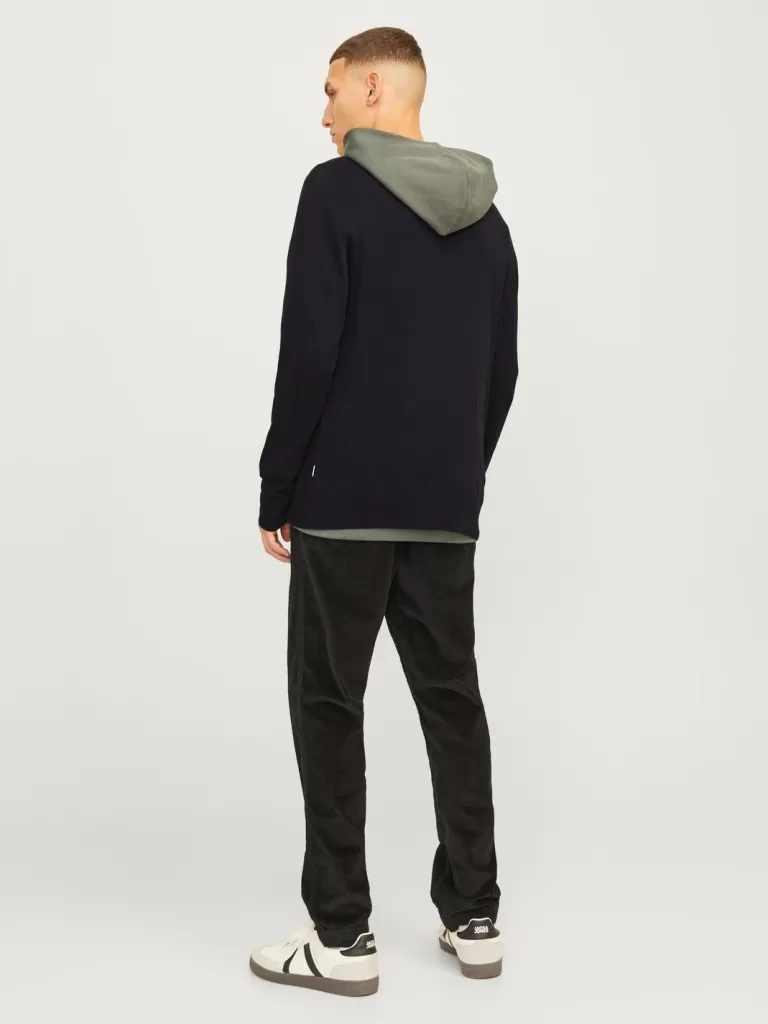 JACK & JONES Swetry^Gładki Dzianinowa Kardigan Czarny