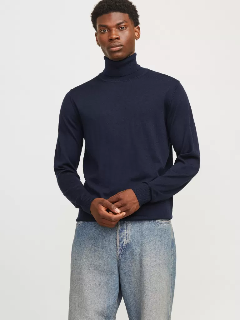 JACK & JONES Swetry^Gładki Golf Niebieski