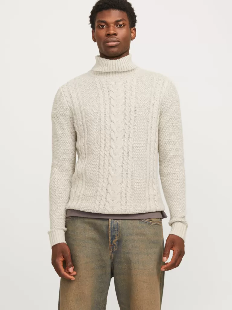 JACK & JONES Swetry^Gładki Golf Biały