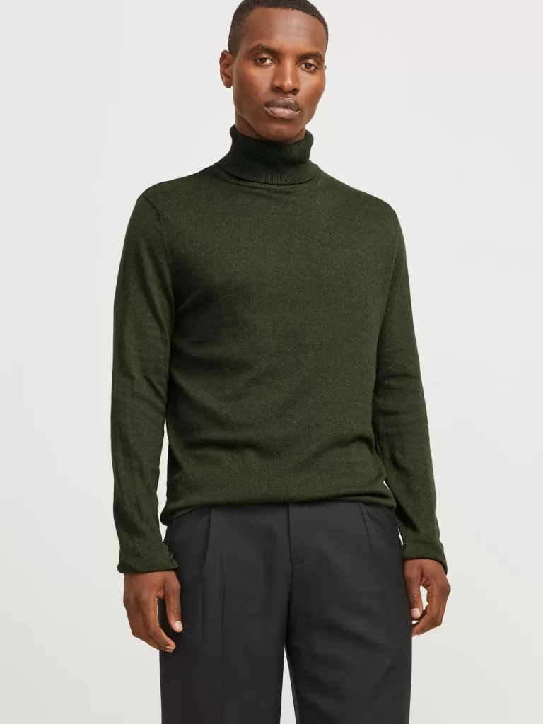 JACK & JONES Swetry^Gładki Golf Zielony