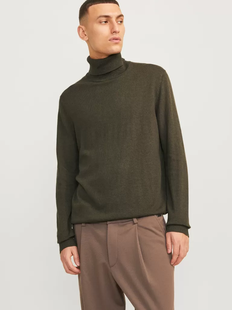 JACK & JONES Swetry^Gładki Golf Zielony