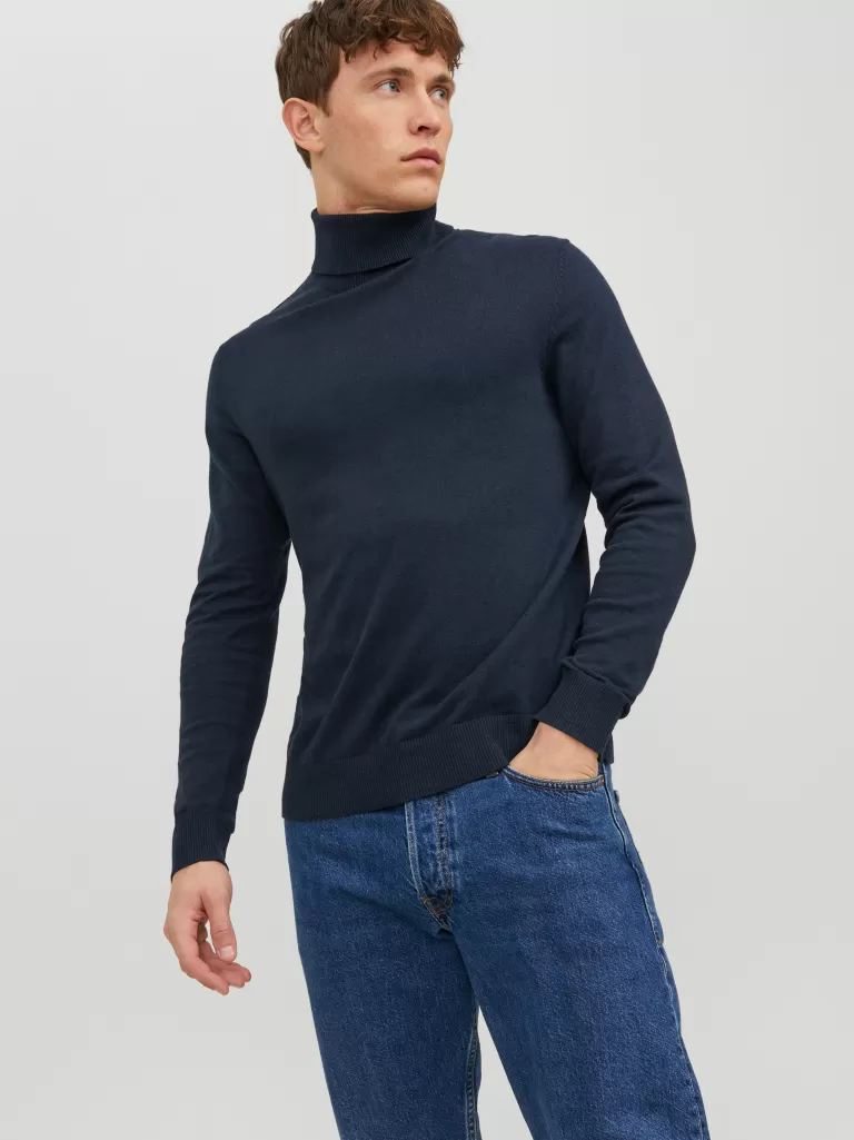 JACK & JONES Swetry^Gładki Golf Niebieski