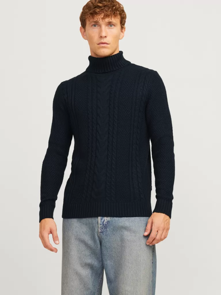 JACK & JONES Swetry^Gładki Golf Niebieski
