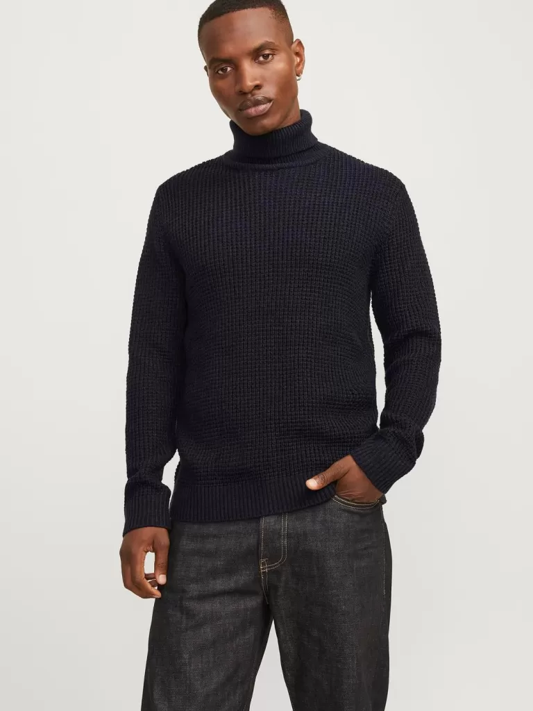 JACK & JONES Swetry^Gładki Golf Niebieski