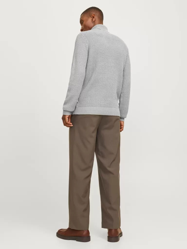 JACK & JONES Swetry^Gładki Golf Szary