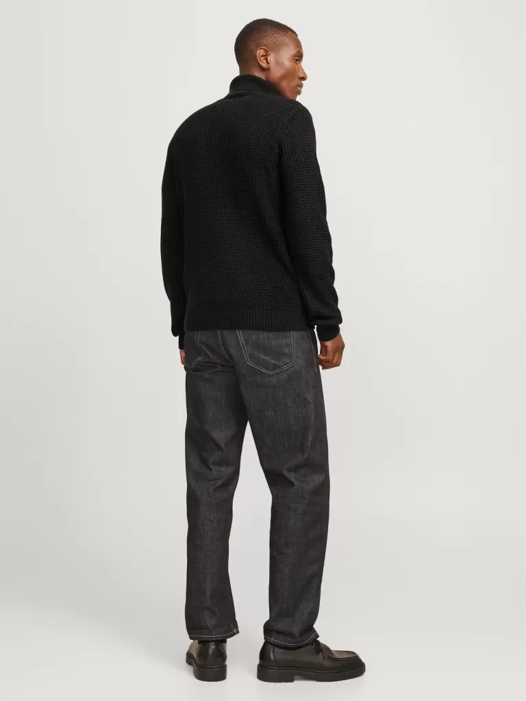 JACK & JONES Swetry^Gładki Golf Czarny