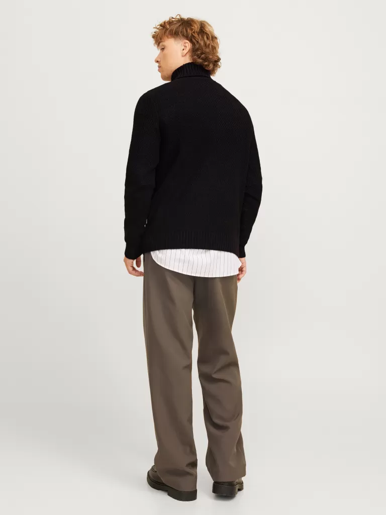 JACK & JONES Swetry^Gładki Golf Czarny