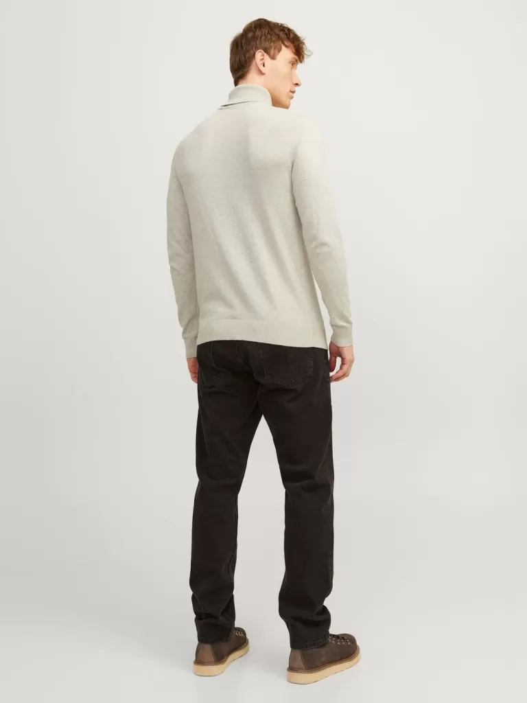 JACK & JONES Swetry^Gładki Golf Beżowy