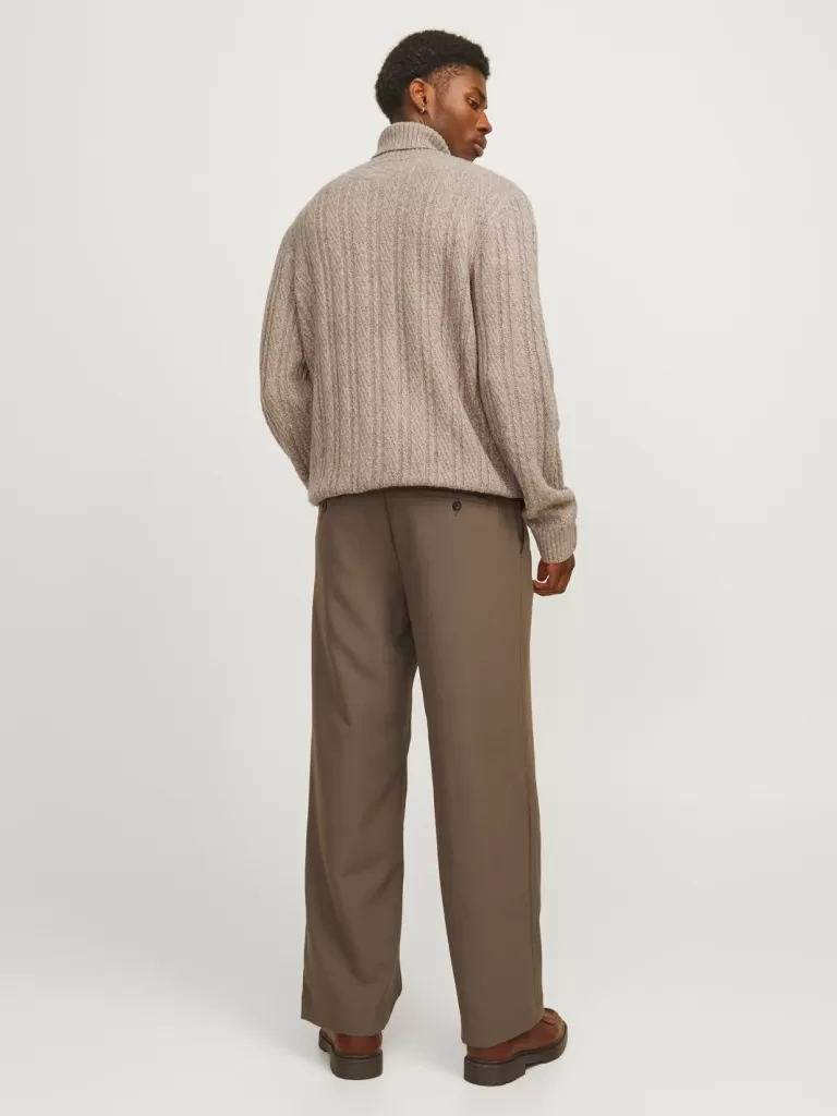 JACK & JONES Swetry^Gładki Golf Beżowy