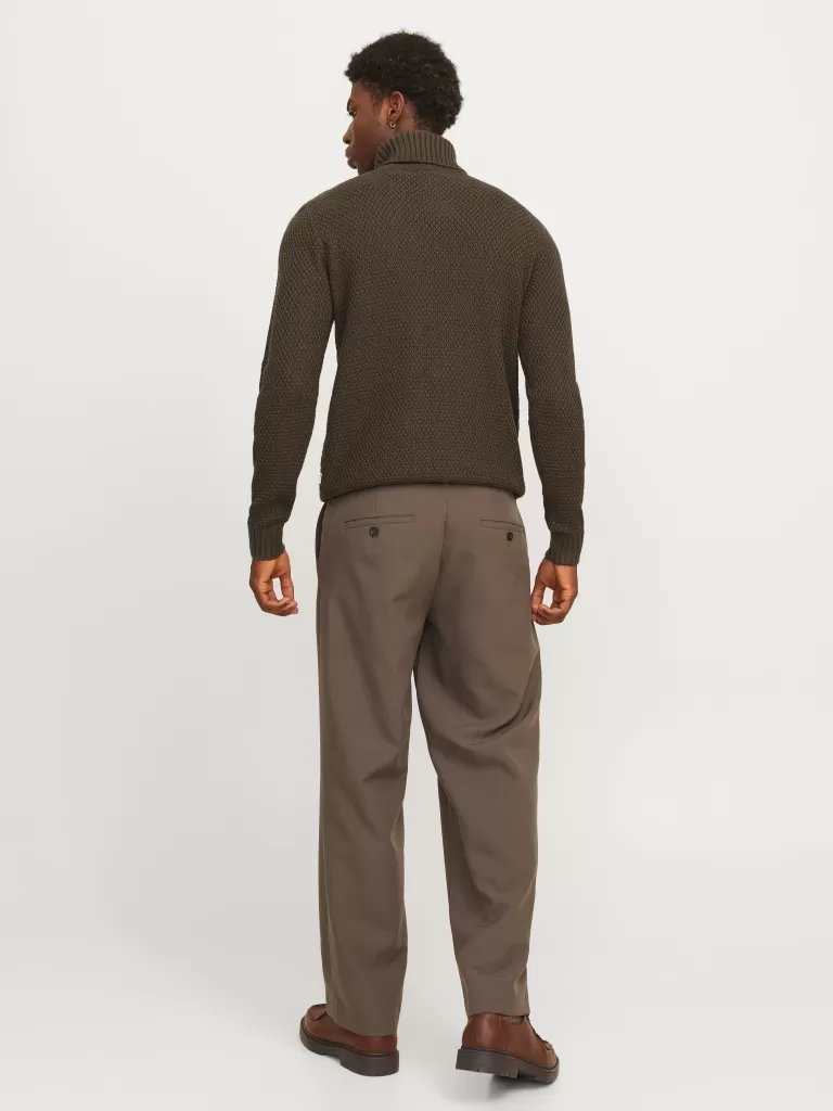 JACK & JONES Swetry^Gładki Golf Brązowy