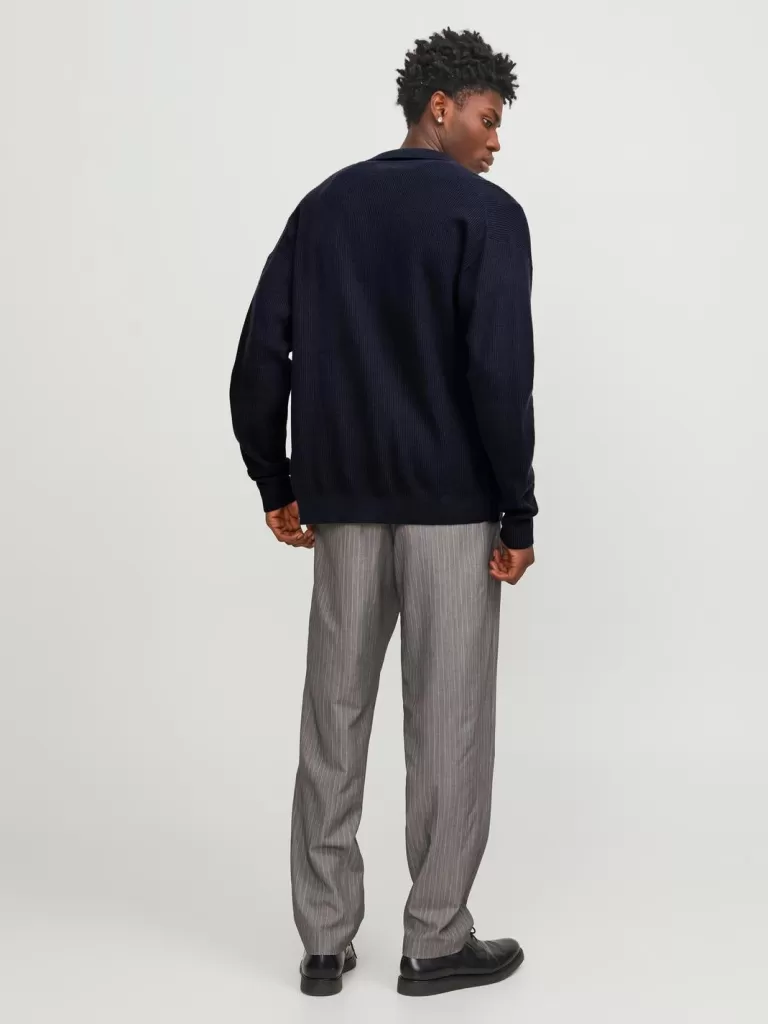 JACK & JONES Swetry^Gładki Kardigan Niebieski