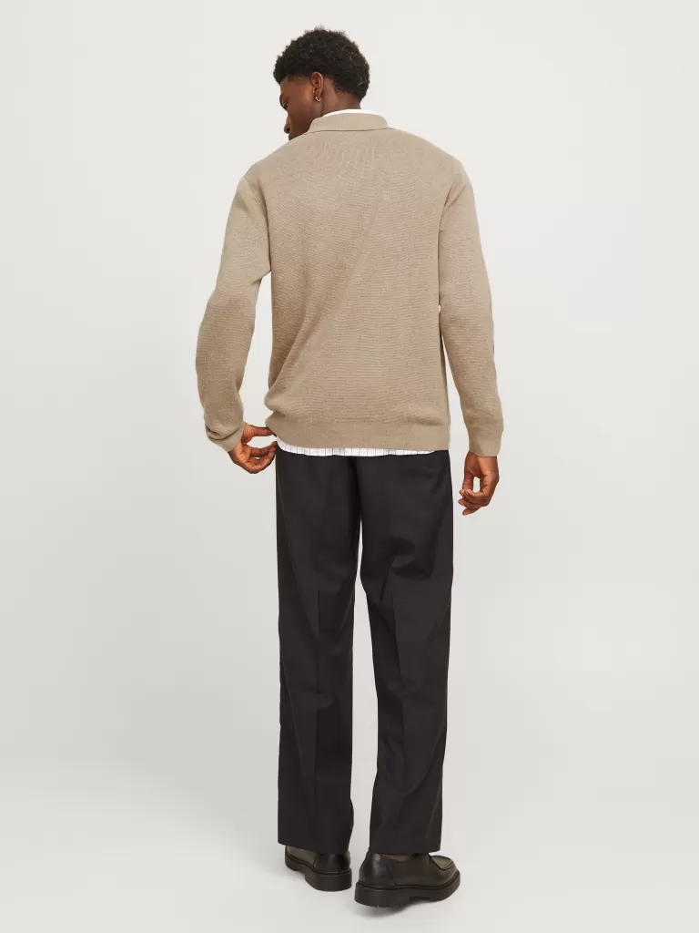 JACK & JONES Swetry^Gładki Kardigan Beżowy