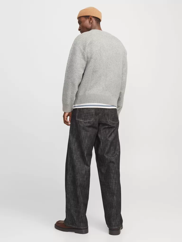JACK & JONES Swetry^Gładki Kardigan Szary