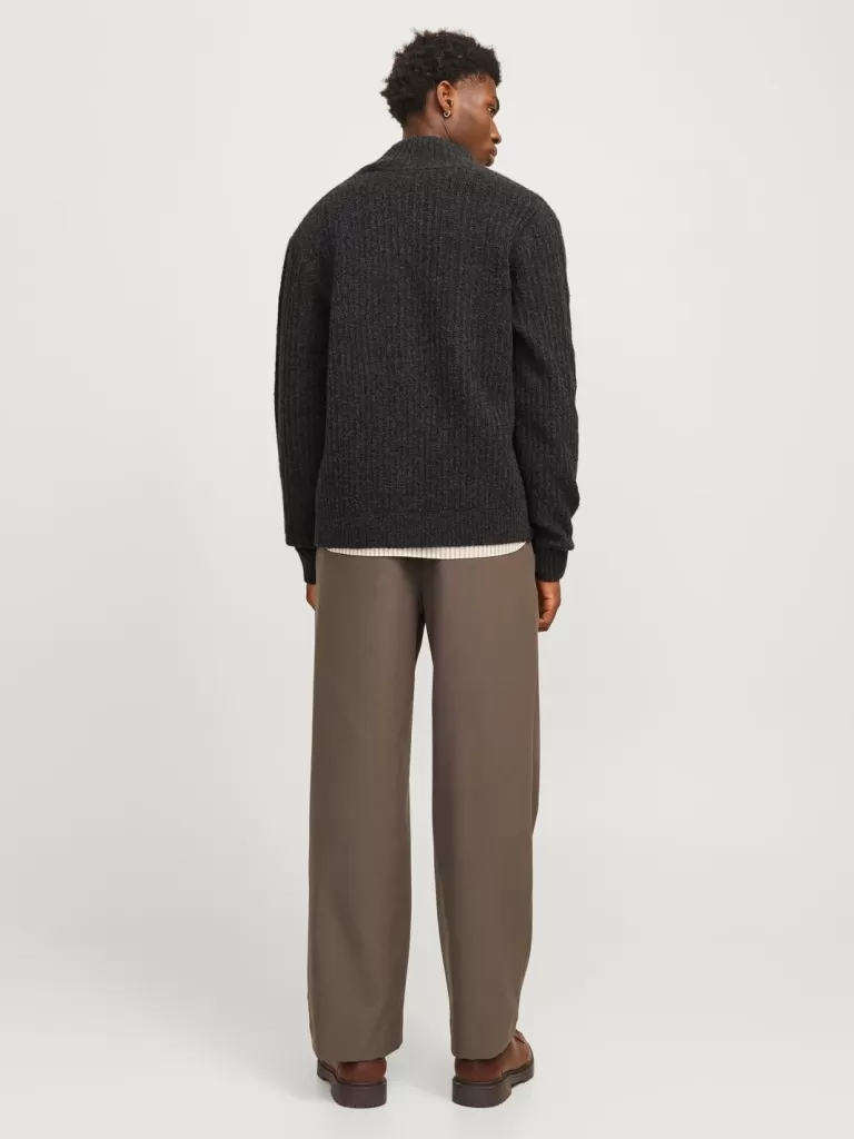 JACK & JONES Swetry^Gładki Kardigan Szary