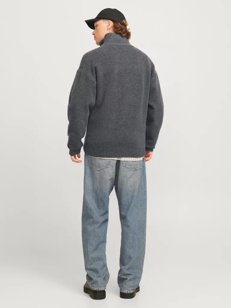 JACK & JONES Swetry^Gładki Kardigan Szary