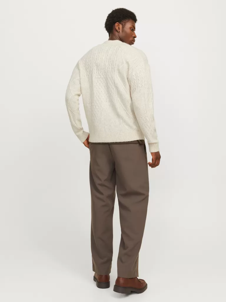 JACK & JONES Swetry^Gładki Kardigan Biały