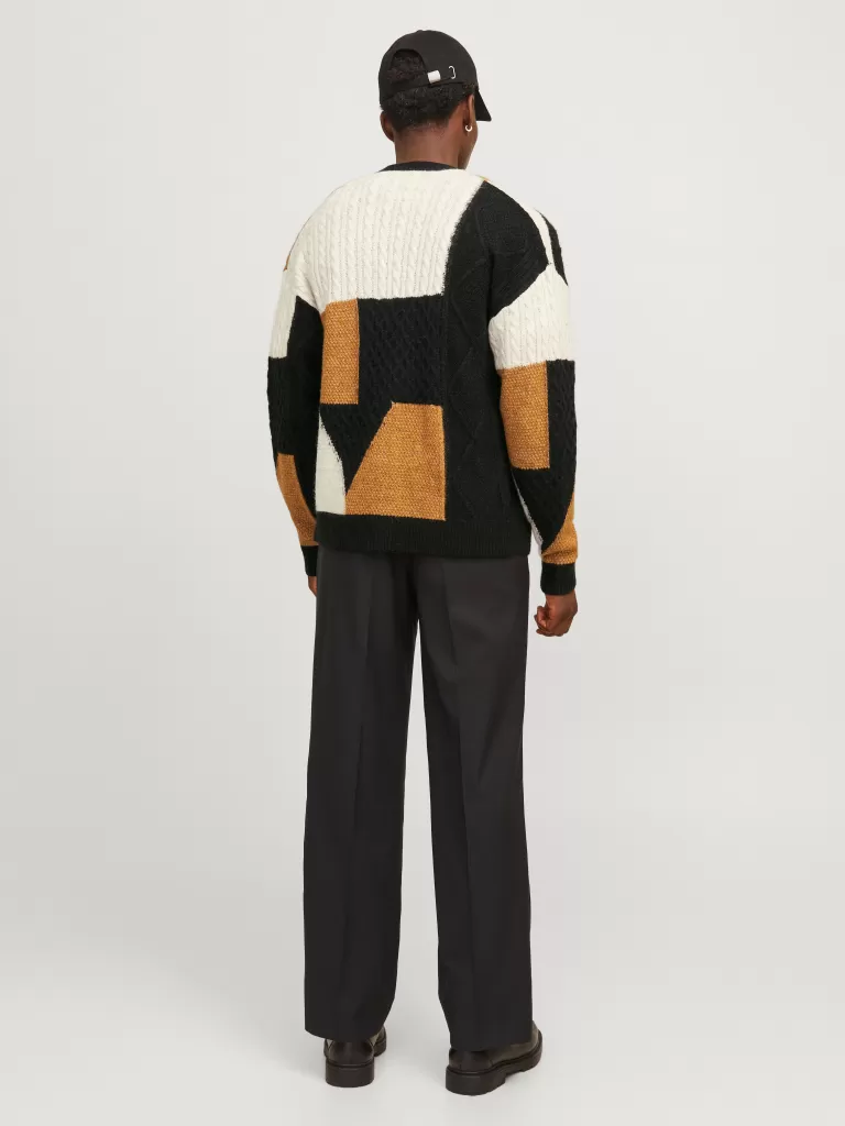 JACK & JONES Swetry^Gładki Kardigan Czarny