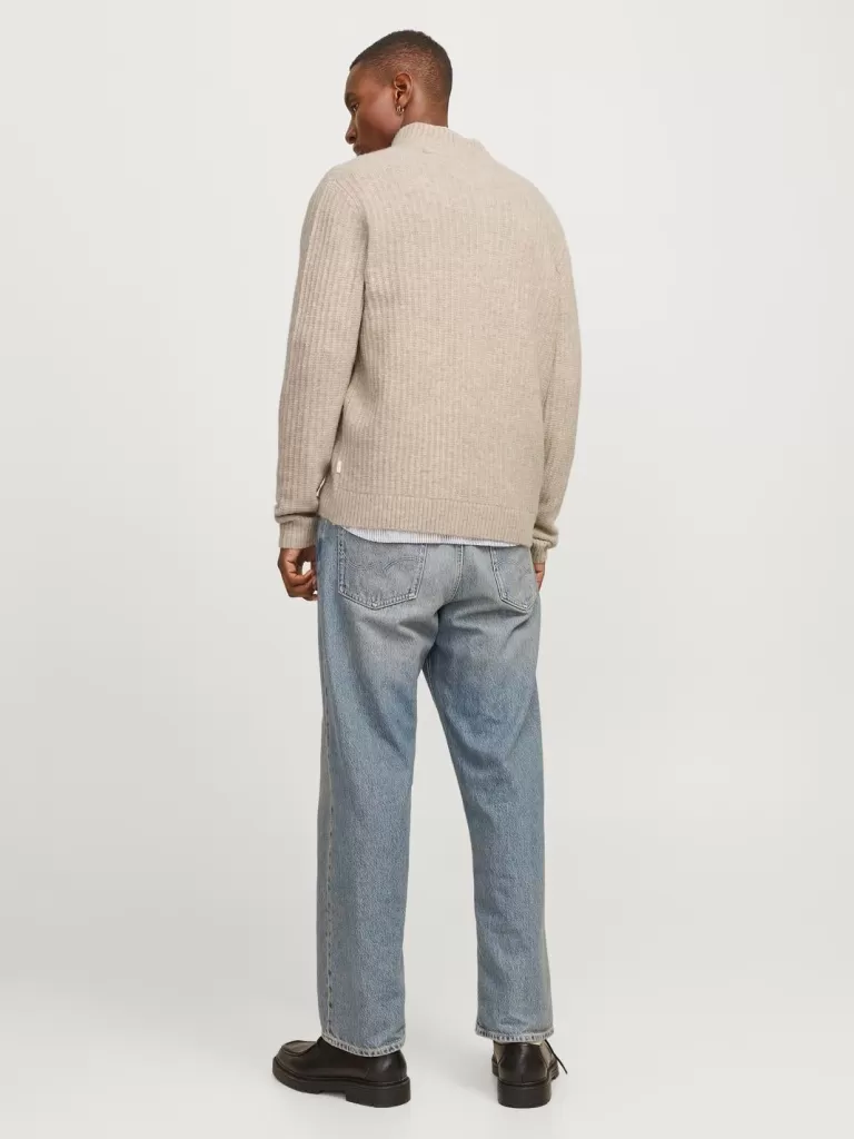 JACK & JONES Swetry^Gładki Kardigan Beżowy