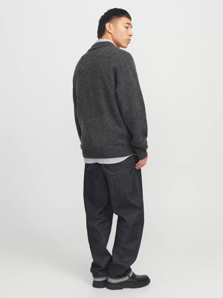 JACK & JONES Swetry^Gładki Kardigan Szary