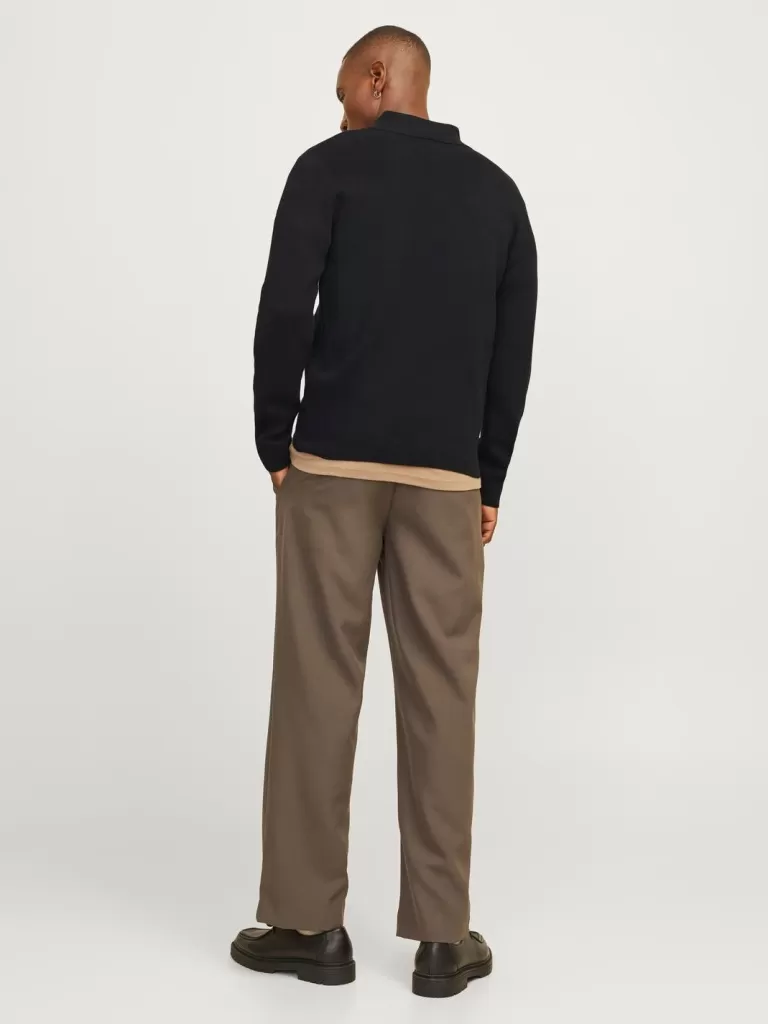 JACK & JONES Swetry^Gładki Kardigan Czarny