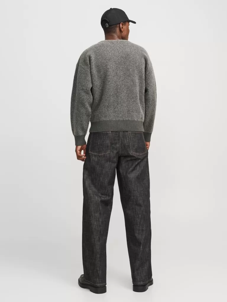 JACK & JONES Swetry^Gładki Kardigan Szary