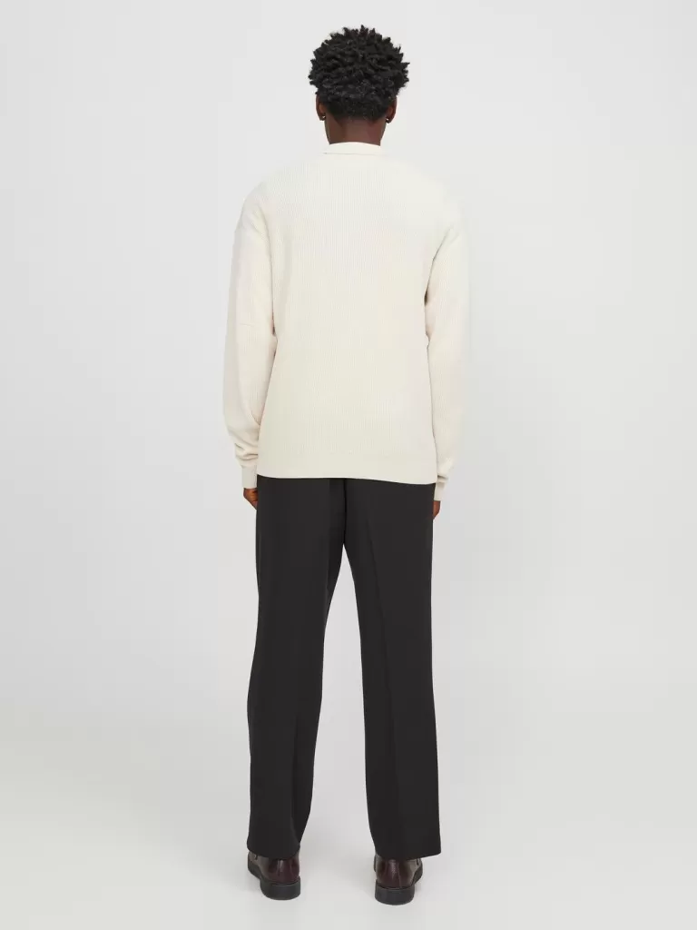 JACK & JONES Swetry^Gładki Kardigan Biały