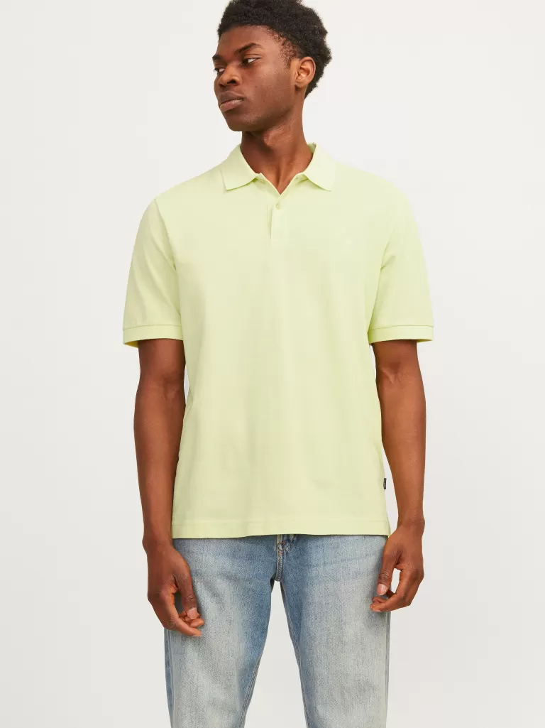 JACK & JONES Koszulki^Gładki Kołnierz koszulowy Koszula polo Żółty